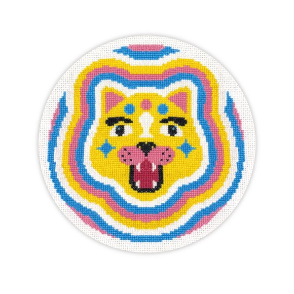 Embroidery kit Ø160 mm "Colorful cat": Photo
