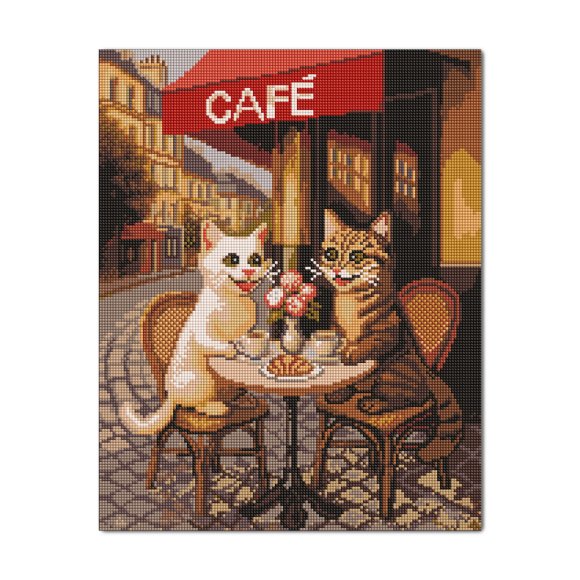 Алмазная мозаика «Кошачье кафе»: Фото