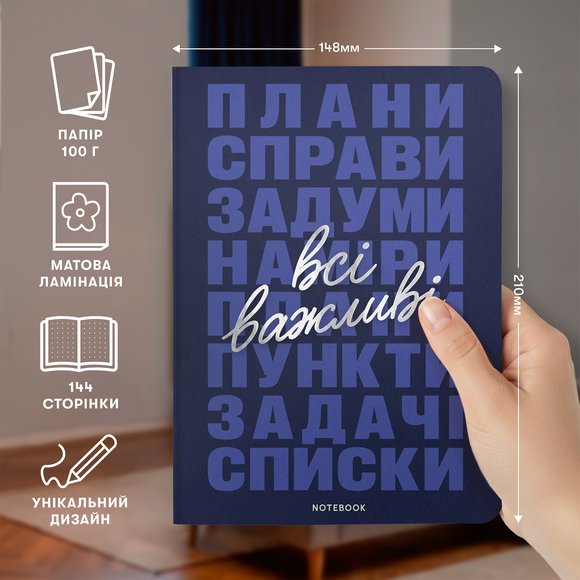 Блокнот в точку «Все важные дела» синий: Фото
