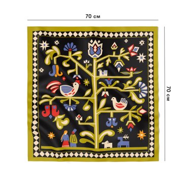 Платок «Древо жизни» черный: фото 2 - ORNER