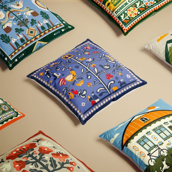 Подушка «Дерево життя» блакитна: Фото