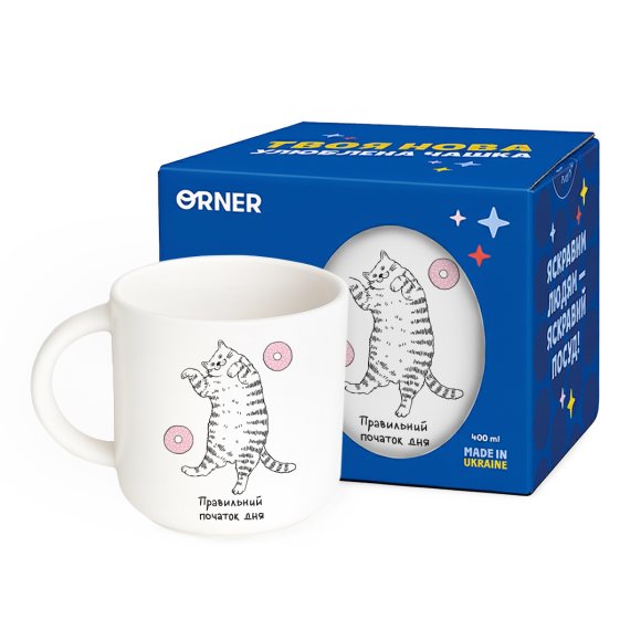 Cup "Lazy Cat" with donuts: Photo