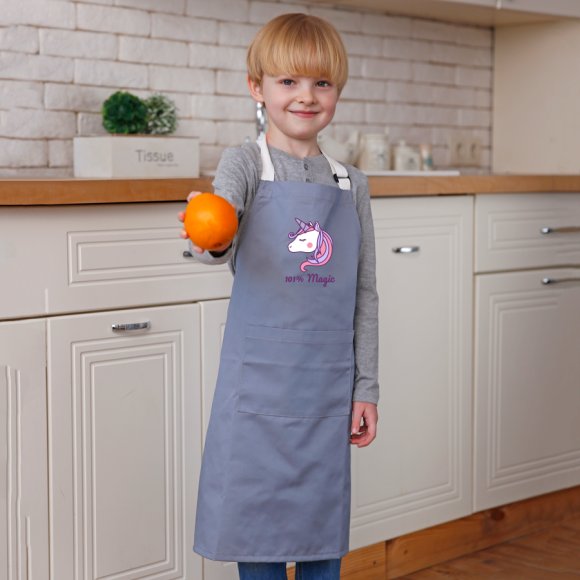 Фартук детский «Единорог» серый: Фото