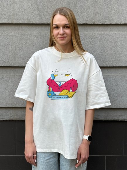 Футболка оверсайз ORNER х Maliunok «Зам» молочная: Фото