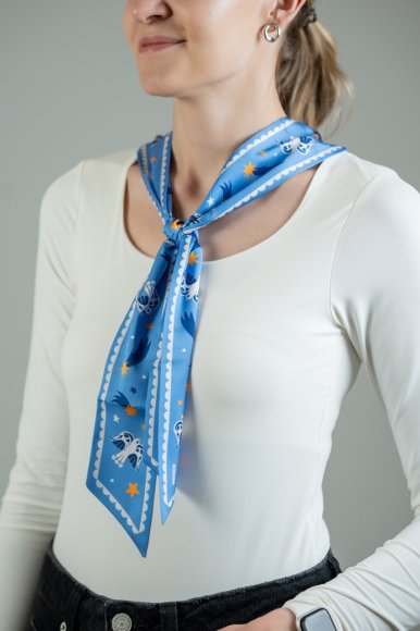 Twilly Scarf "Birds in the starry sky" blue: Photo