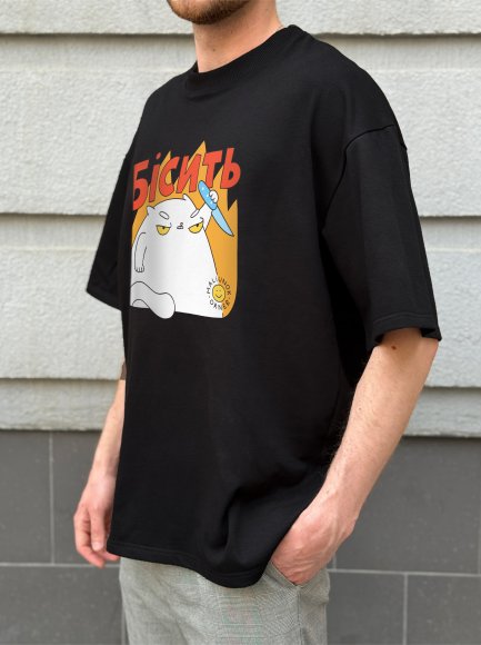 Футболка оверсайз ORNER х Maliunok «Бісить» чорна: Фото