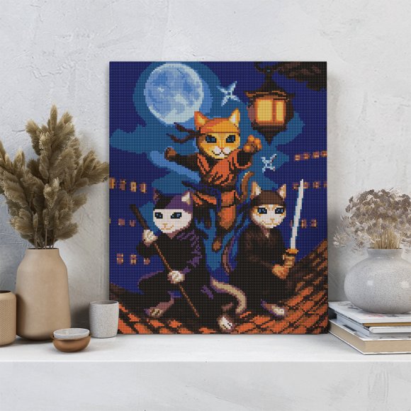 Алмазная мозаика «Ниндзя-коты»: Фото