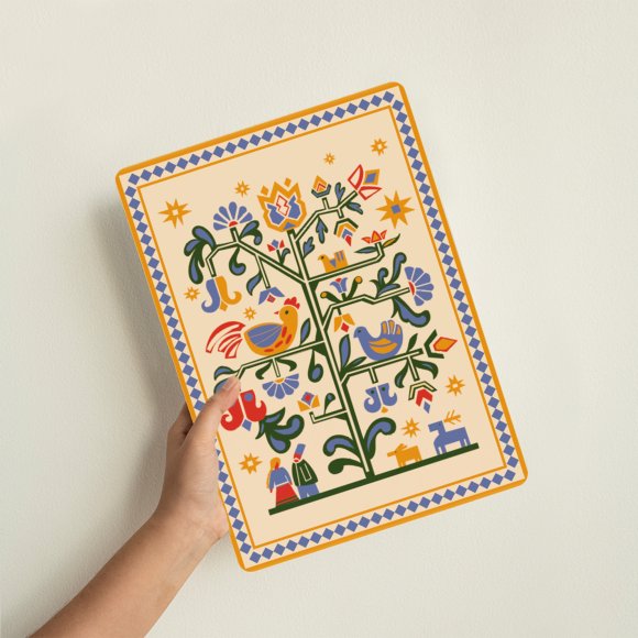 Дерев’яний постер «Дерево життя» бежевий: Фото