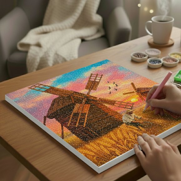 Алмазна мозаїка «Українські вітряки»: Фото