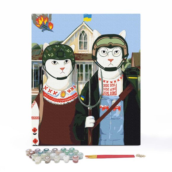 Картина по номерам ORNER x InnaRuda «Украинская Котика. Оборона»: Фото