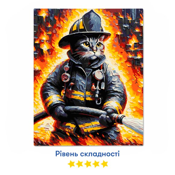 Painting by numbers "Cat-Firefighter": Photo