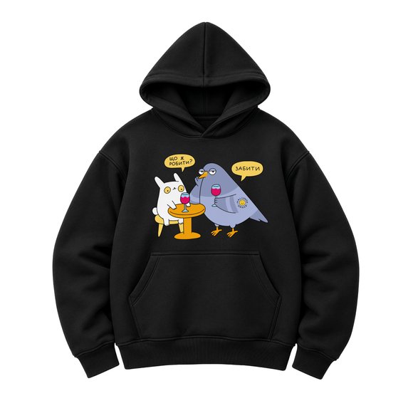 Oversized hoodie ORNER x MALIUNOK "Universal advice" black: Photo