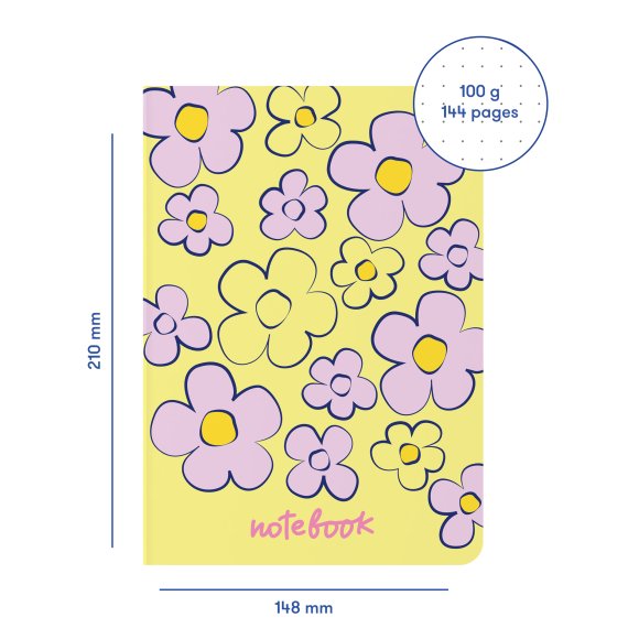 Dotted notebook "Floral" lemon: Photo