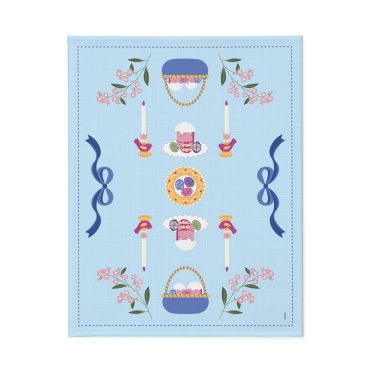 Скатерть «Пасхальная корзина» голубая 130х170: фото - ORNER