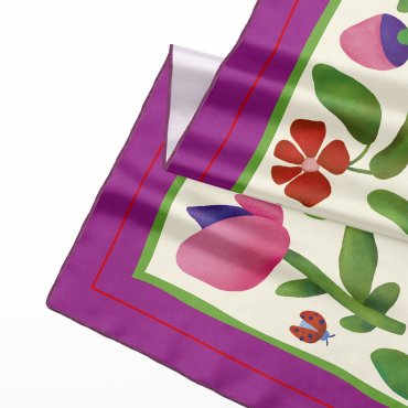 Платок-косынка «Цветы» бежевая: фото 2 - ORNER