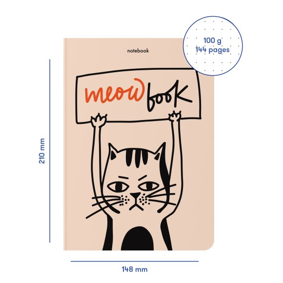 Dotted notebook "Meow" beige: Photo