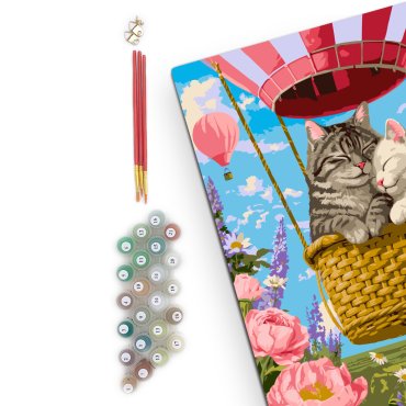 Paint by numbers Cats in a Hot Air Balloon: photo 2 - ORNER