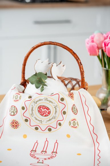 Полотенце «Пасхальные моменты» светло-красное 40х70: Фото