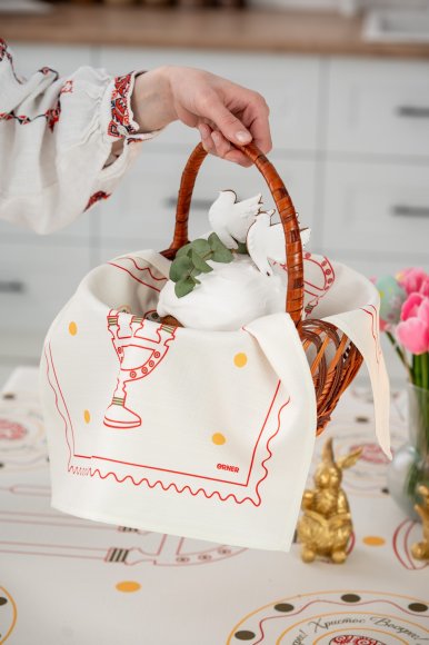 Полотенце «Пасхальные моменты» светло-красное 40х70: Фото