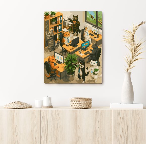 Картина по номерам «Кошачий офис»: Фото