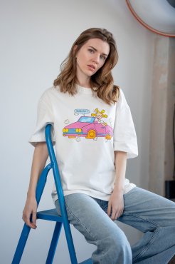 Футболка оверсайз ORNER х Maliunok «Вывезу» молочная: Фото - ORNER