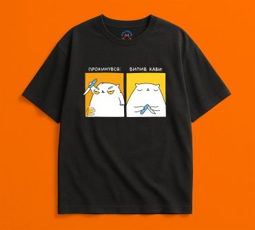 Oversized T-shirt ORNER x Maliunok “Coffee Guy” black: photo 2 - ORNER