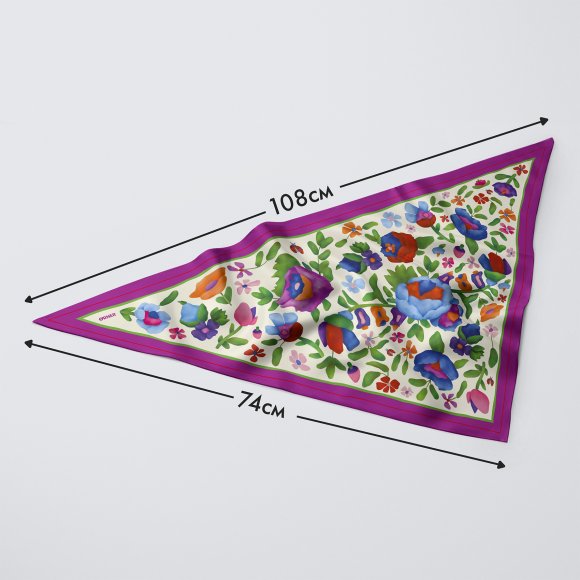 Хустка-косинка «Квіти» бежева: Фото