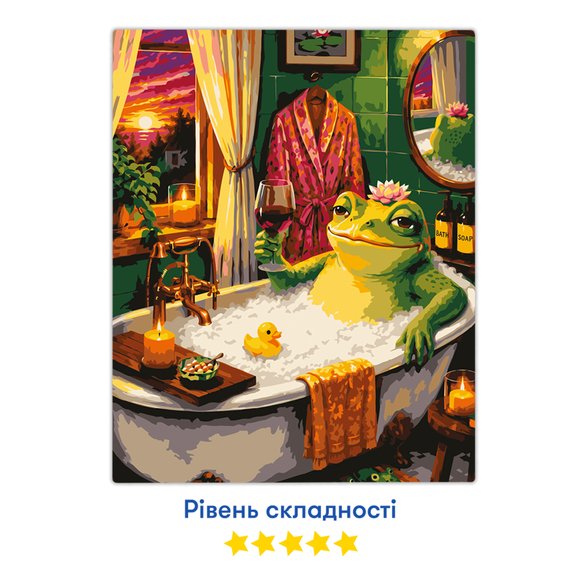 Paint by numbers "Ribbit-spa. Frog in a bathtub": Photo