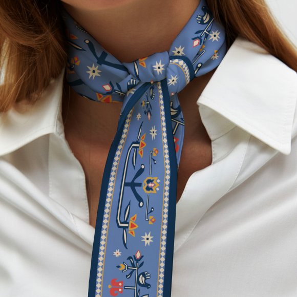 Twilly Scarf "Tree of Life" blue: Photo