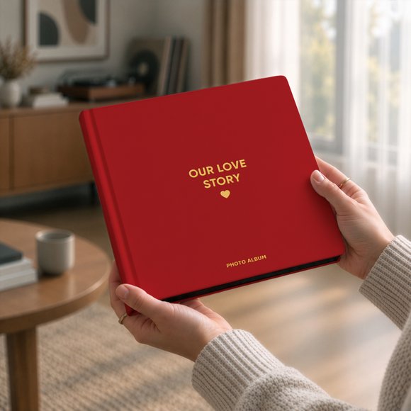 Photo album "Our love story" red: Photo