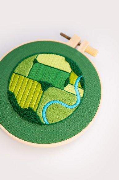 Набір для вишивання Ø130 мм ORNER x Diva Olivka «Українські поля» зелений: Фото