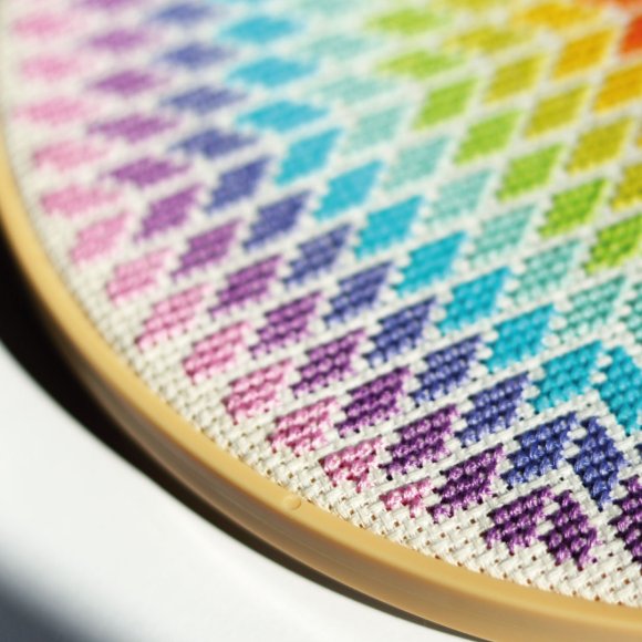 Набір для вишивання Ø190 мм ORNER x Diva Olivka «Райдужна квітка»: Фото