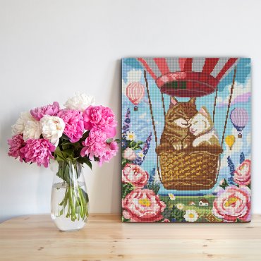 Алмазная мозаика «Коты на воздушном шаре»: Фото - ORNER