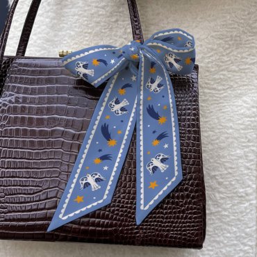 Платок твилли «Птицы на звездном небе» голубой: Фото - ORNER