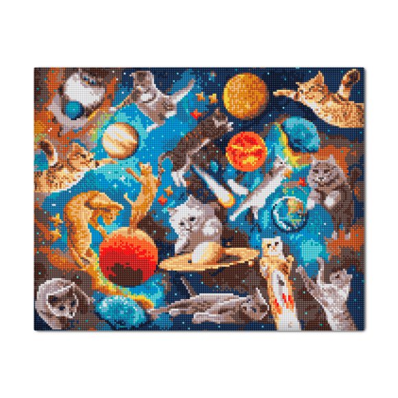Алмазная мозаика «Коты в открытом космосе»: Фото