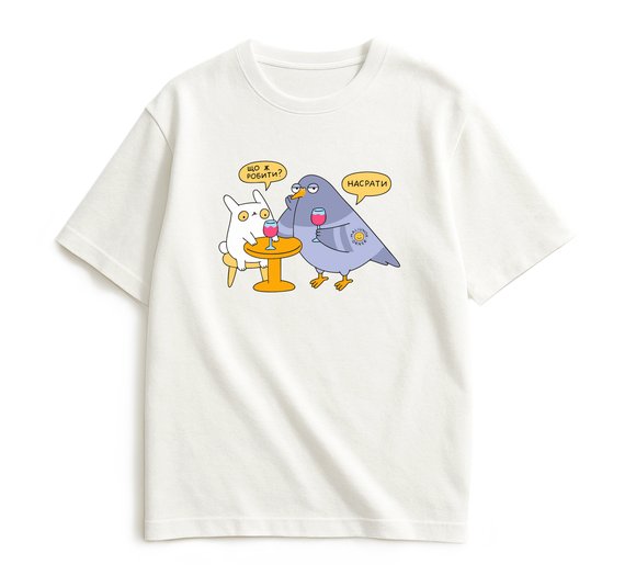 Oversized T-shirt ORNER x Maliunok "Universal advice" milky: Photo