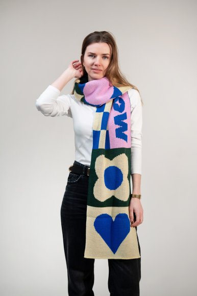 Шарф «WOW» сине-зеленый: Фото