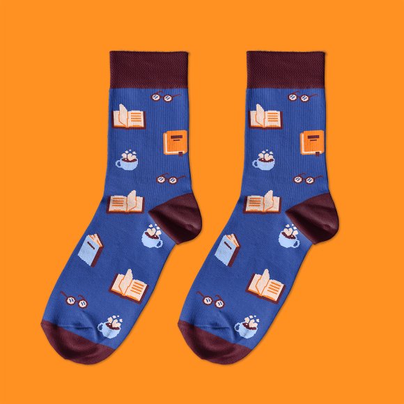Носки «Книжная эстетика» синие: Фото