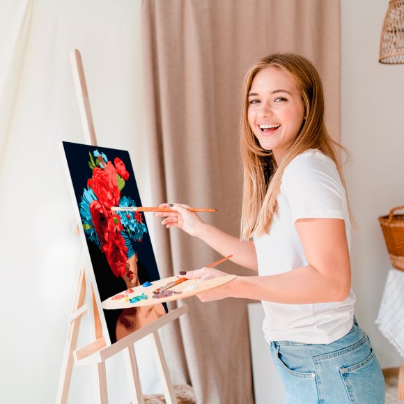 Painting by numbers "Girl with flowers on her head": Photo