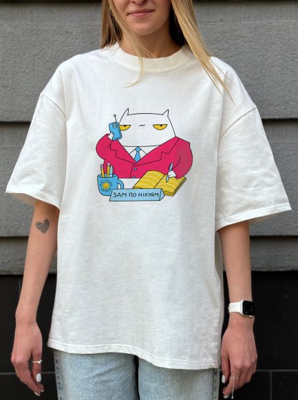 Футболка оверсайз ORNER х Maliunok «Зам» молочная: Фото