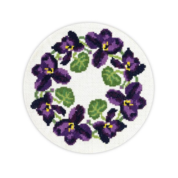 Набор для вышивания Ø160 мм «Цветы фиалки»: Фото