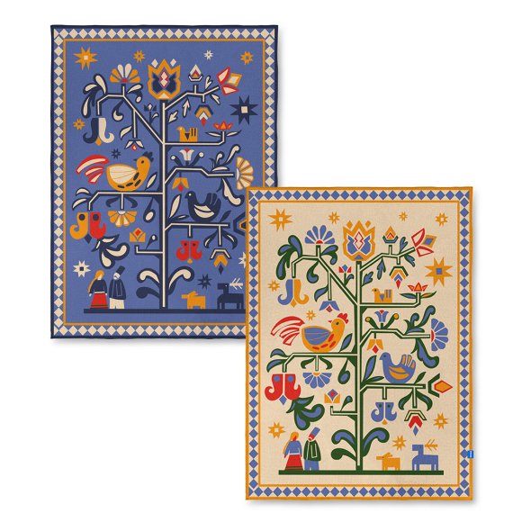 Set of blankets "Tree of Life" beige and "Tree of Life" blue: Photo
