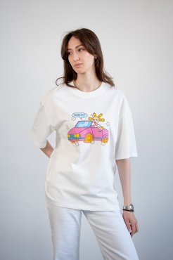 Футболка оверсайз ORNER х Maliunok «Вывезу» молочная: Фото - ORNER