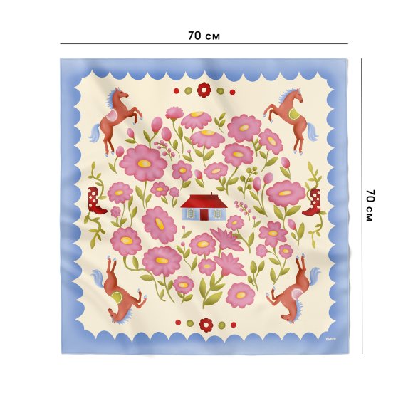 Scarf "House Among Flowers" pink: Photo