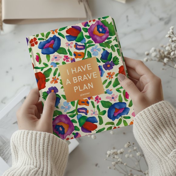 Planner "I HAVE A BRAVE PLAN" flowers beige: Photo