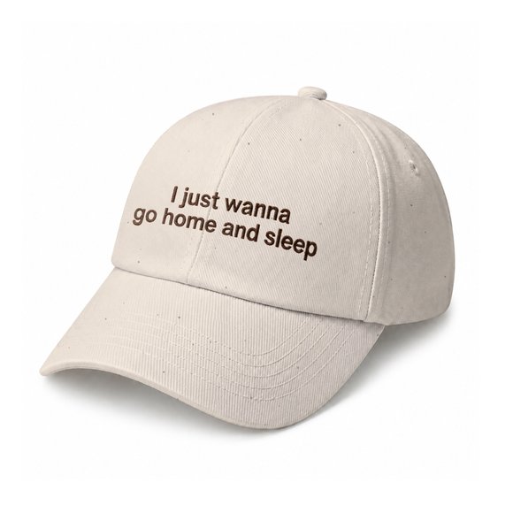 Cap "I just wanna go home and sleep" beige: Photo