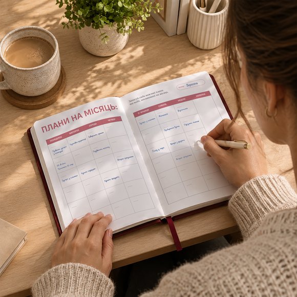 Daily planner "It’s planning time" burgundy: Photo