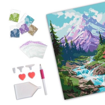 Diamond mosaic Rapid mountain river: photo 2 - ORNER