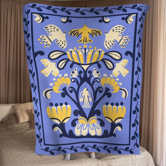 Blanket "World tree" blue: Photo