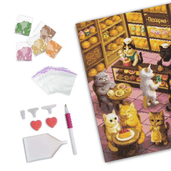 Алмазная мозаика «Коты в пекарне»: Фото